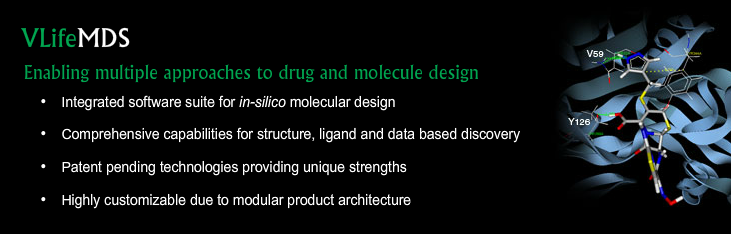 VLife-MDS Molecular Design Suite Workflow and Interface