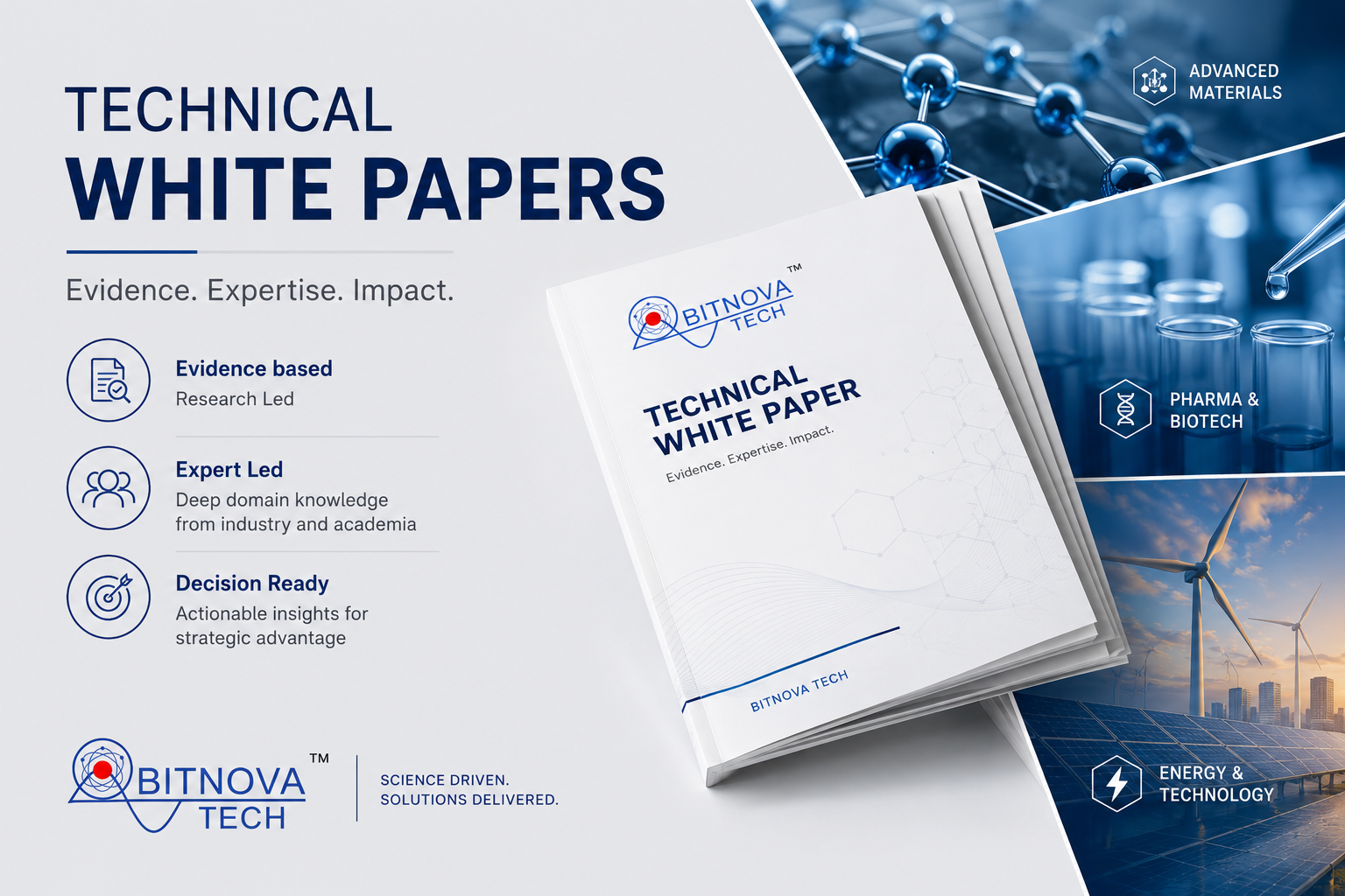 Decision-grade technical white papers and multiscale simulation dossiers